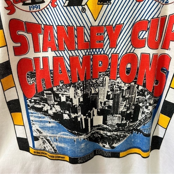 Vintage Pittsburgh Penguins 1992 Stanley Cup T-Shirt Small - Picture 6 of 9